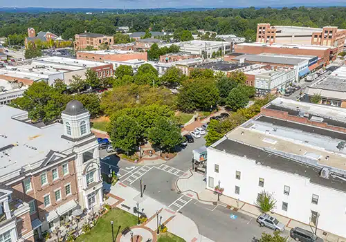 Aerial shot of Gainesville Square