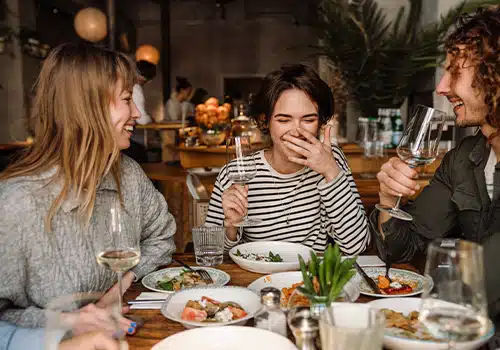 Friends having dinner